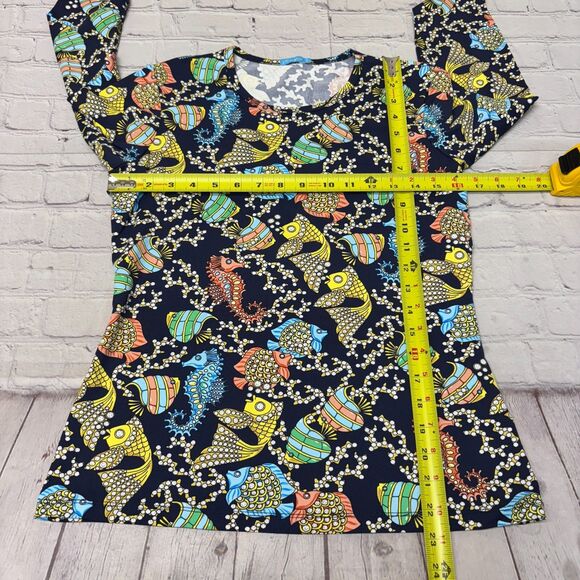 J McLaughlin 3/4 Sleeve Tee T-Shirt Top Size Small Catalina Cloth Fish C056 -11 - Picture 2 of 15